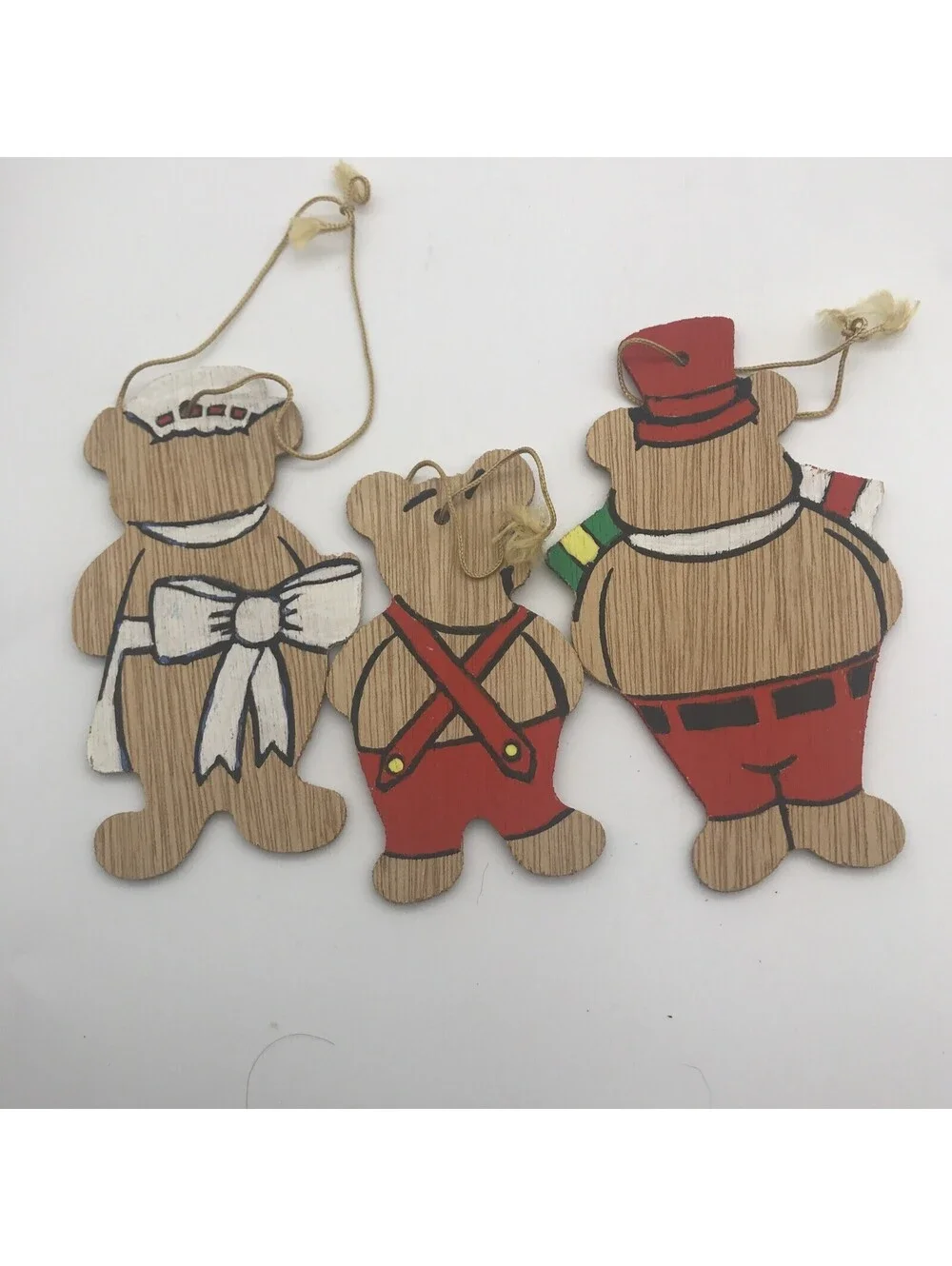 Vtg Wooden Christmas Ornament Lot Of 16 Nursery Rhyme Raggedy Andy Double Sided